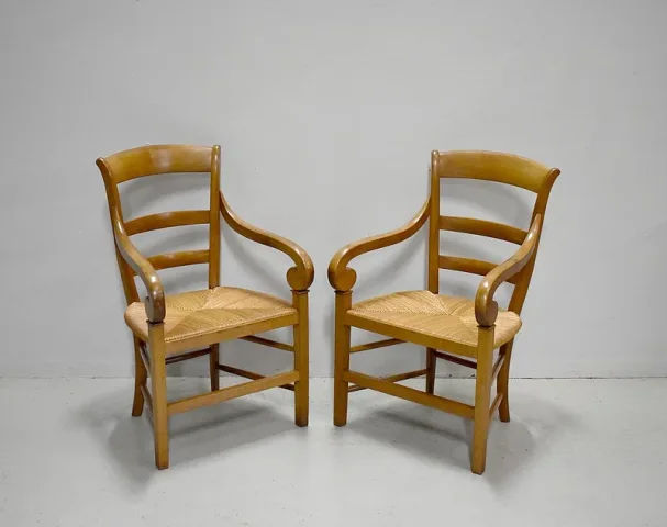 Pair of straw chairs - XIXth