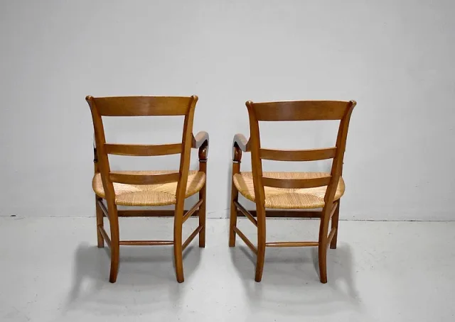 Pair of straw chairs - XIXth
