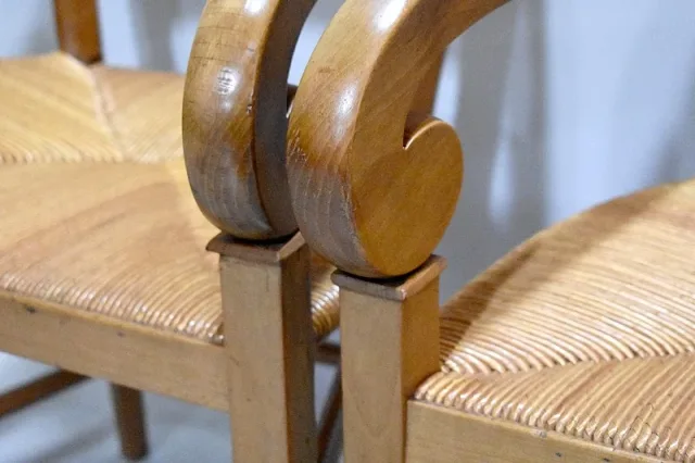 Pair of straw chairs - XIXth