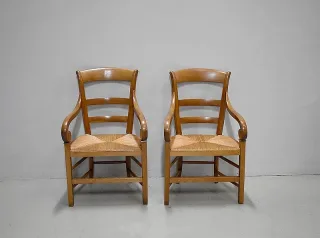 Pair of straw chairs - XIXth
