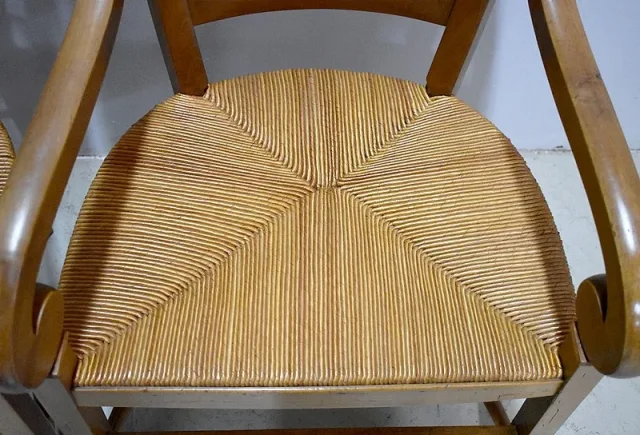 Pair of straw chairs - XIXth