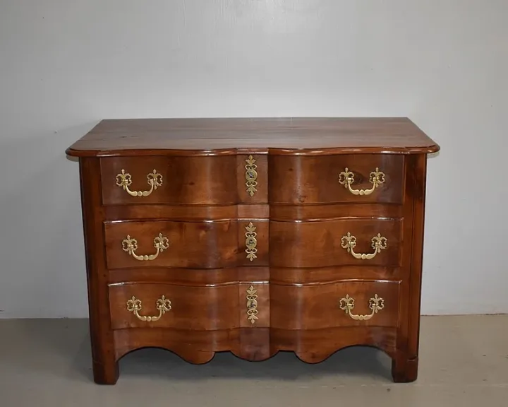 Commode Arbalète Louis XIV en Bois Fruitiers XVIIIe