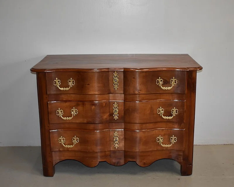 Commode Arbalète Louis XIV en Bois Fruitiers XVIIIe