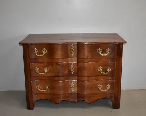 Commode Arbalète Louis XIV en Bois Fruitiers XVIIIe