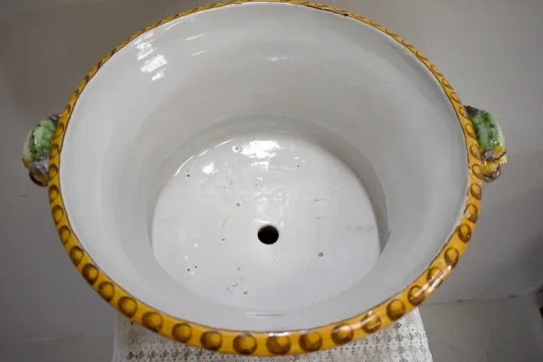 Nevers earthenware planter signed -XIX