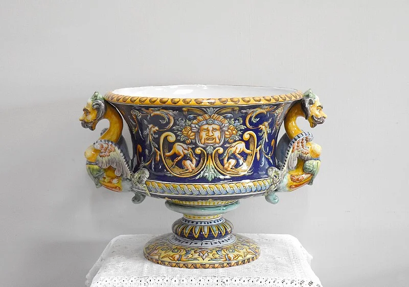 Nevers earthenware planter signed -XIX