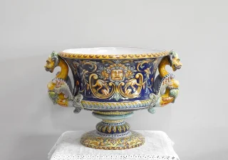 Nevers earthenware planter signed -XIX