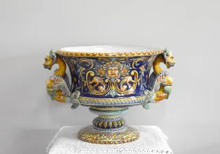 Nevers earthenware planter signed -XIX