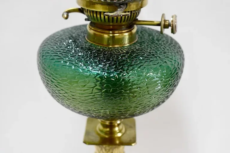 High oil lamp in Bronze and Onyx - XXth