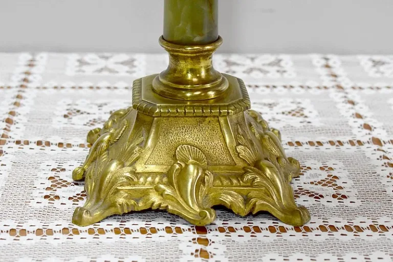 High oil lamp in Bronze and Onyx - XXth