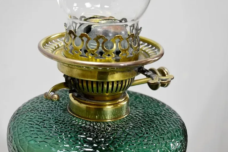 High oil lamp in Bronze and Onyx - XXth