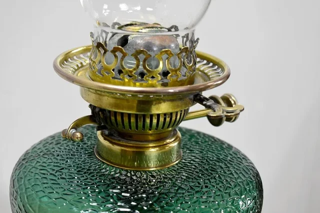 High oil lamp in Bronze and Onyx - XXth