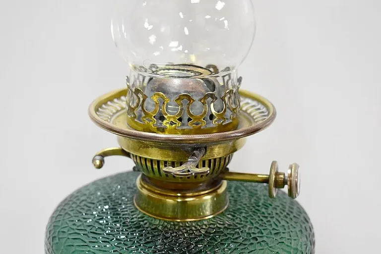 High oil lamp in Bronze and Onyx - XXth