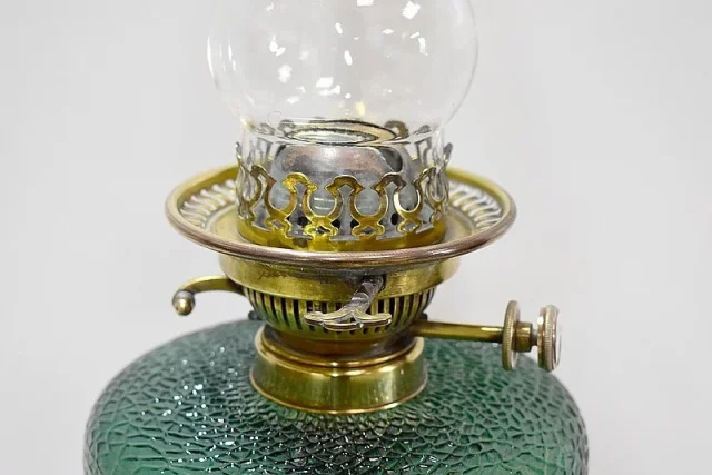 High oil lamp in Bronze and Onyx - XXth