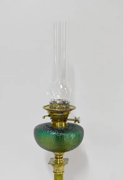 High oil lamp in Bronze and Onyx - XXth