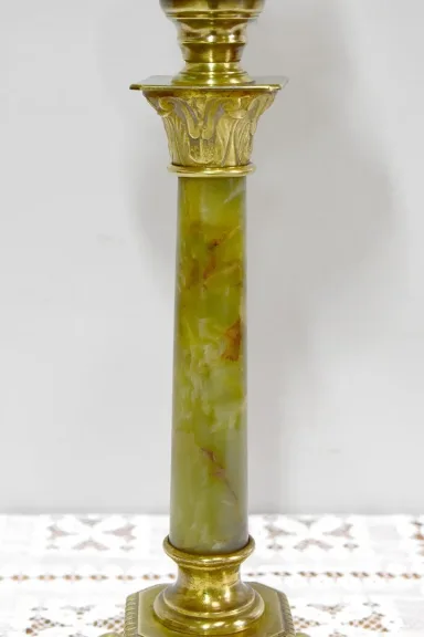 High oil lamp in Bronze and Onyx - XXth