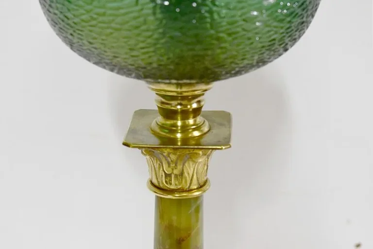 High oil lamp in Bronze and Onyx - XXth