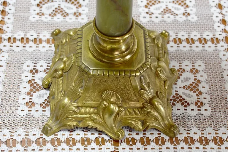 High oil lamp in Bronze and Onyx - XXth