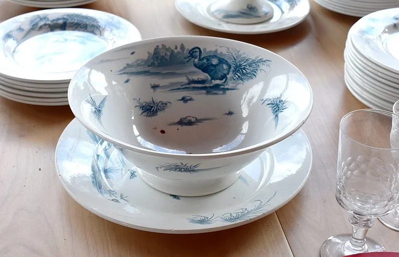 Important table service Earthenware Gien - late nineteenth