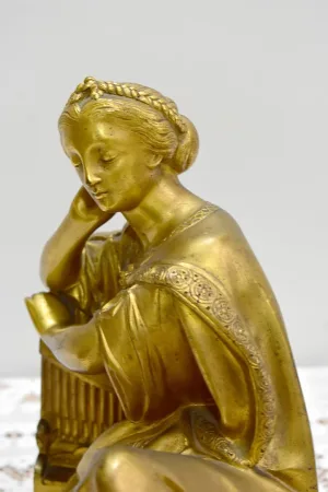 Bronze woman scholar by Gregory - nineteenth