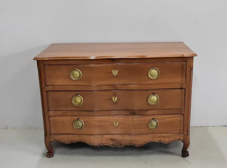 Commode Arbalète Louis XV en Merisier blond XVIIIe