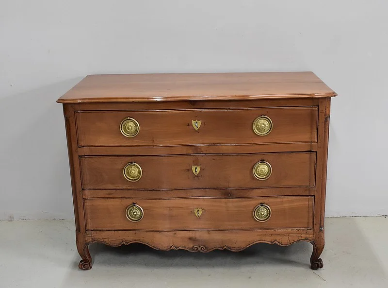 Commode Arbalète Louis XV en Merisier blond XVIIIe