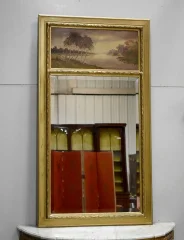 Trumeau mirror with oil on wood - XXth