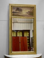 Trumeau mirror with oil on wood - XXth