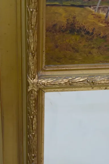 Trumeau mirror with oil on wood - XXth