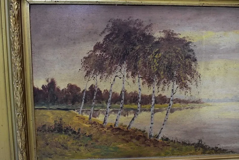 Trumeau mirror with oil on wood - XXth