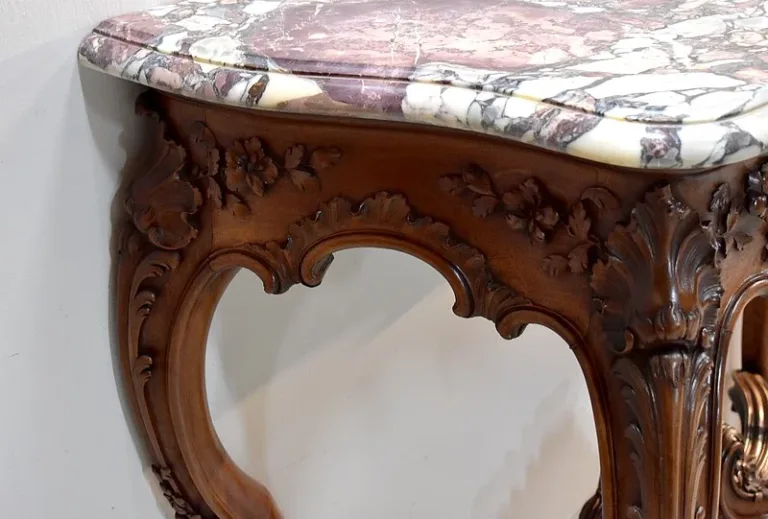 Important console Louis XV to 4 feet - nineteenth