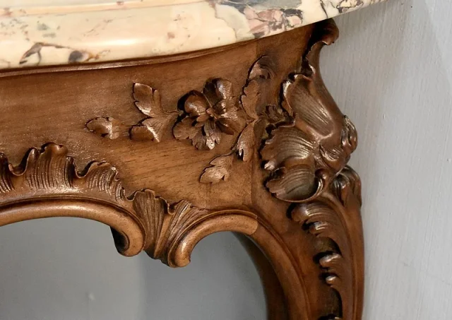 Important console Louis XV to 4 feet - nineteenth