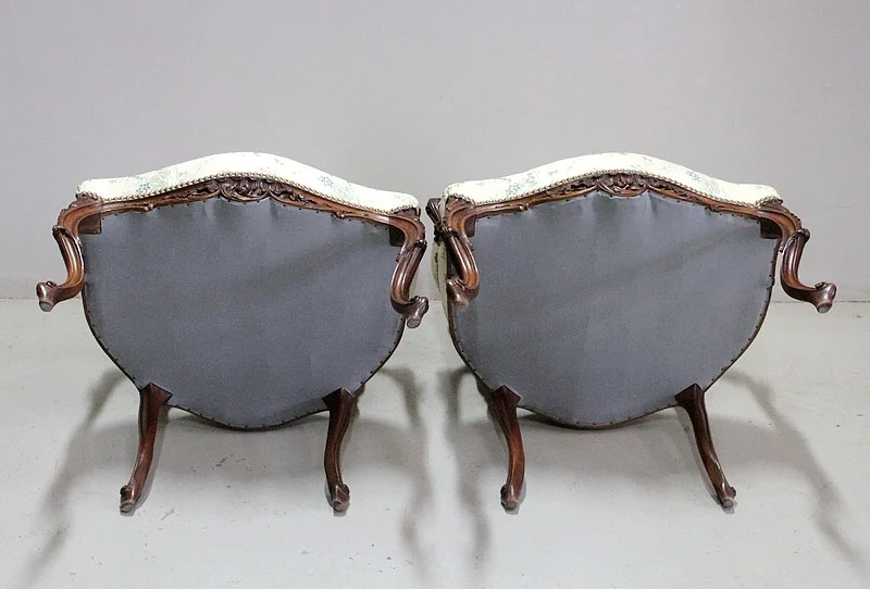 Paire de Fauteuils Cabriolet Louis XV à la Reine – XIXème