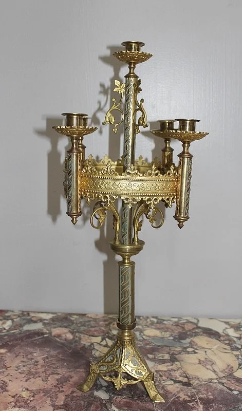 Paire de Chandeliers d'Eglise en laiton XIXe