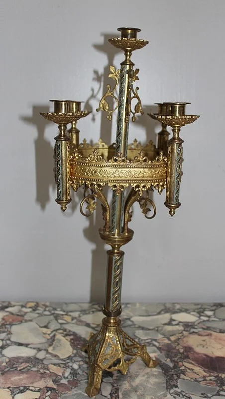 Paire de Chandeliers d'Eglise en laiton XIXe