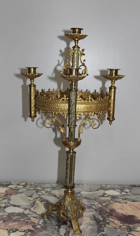 Paire de Chandeliers d'Eglise en laiton XIXe