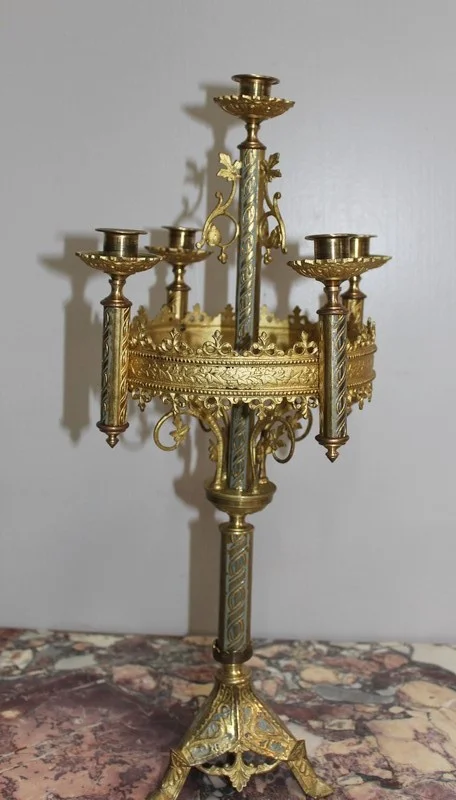 Paire de Chandeliers d'Eglise en laiton XIXe