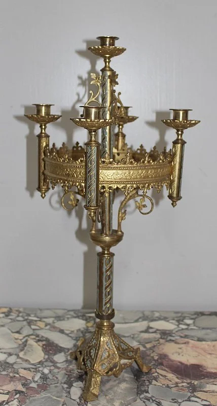 Paire de Chandeliers d'Eglise en laiton XIXe