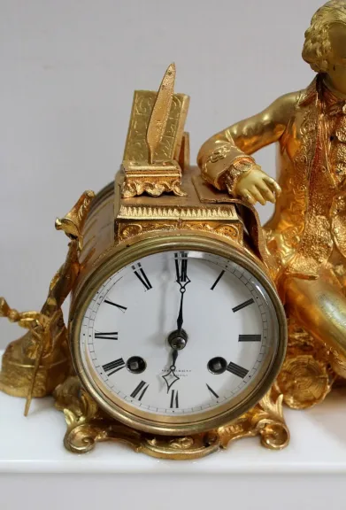 Beautiful bronze and marble clock - XIXth