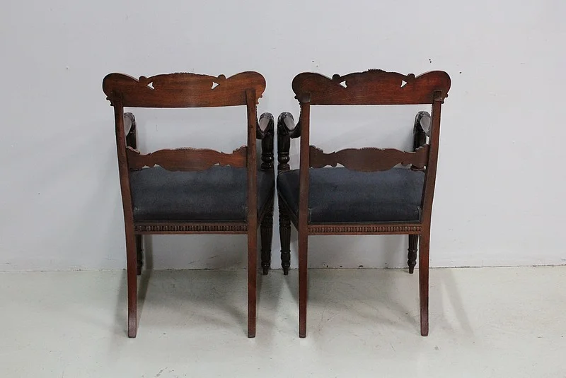 Pair of Georgian sculpted armchairs - XIXth