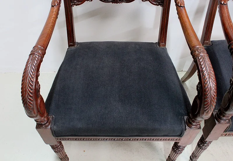 Pair of Georgian sculpted armchairs - XIXth