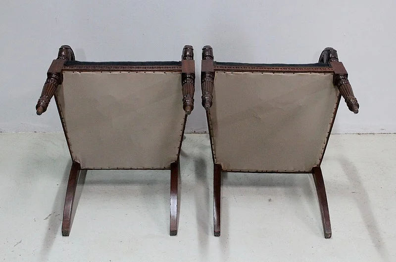Pair of Georgian sculpted armchairs - XIXth