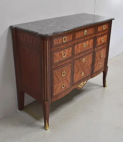 Commode en Marqueterie Transition Louis XV / Louis XVI – 1ère partie XIXe