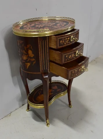 Petite Commode Chiffonnière Marquetée, en Palissandre, style Transition Louis XV / Louis XVI – Milieu XIXe
