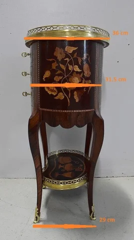 Petite Commode Chiffonnière Marquetée, en Palissandre, style Transition Louis XV / Louis XVI – Milieu XIXe