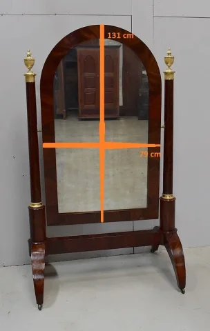 Psyché en Placage de Ronce d’Acajou, époque 2nd Empire Napoléon Ier – Début XIXe