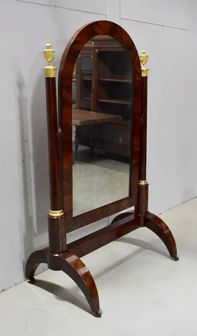 Psyché en Placage de Ronce d’Acajou, époque 2nd Empire Napoléon Ier – Début XIXe
