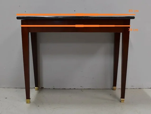 Petite Table Console en Placage de Ronce d’Acajou, goût Directoire – 1ère partie du XIXe