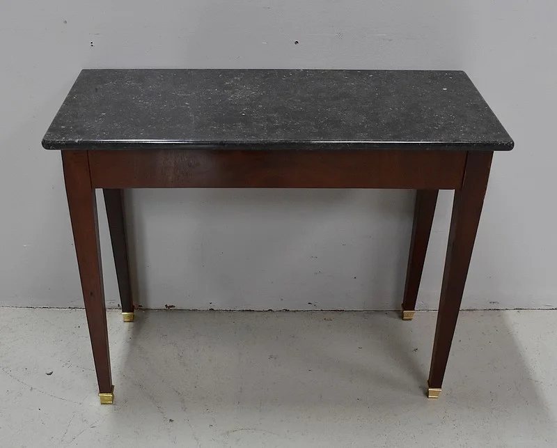 Petite Table Console en Placage de Ronce d’Acajou, goût Directoire – 1ère partie du XIXe