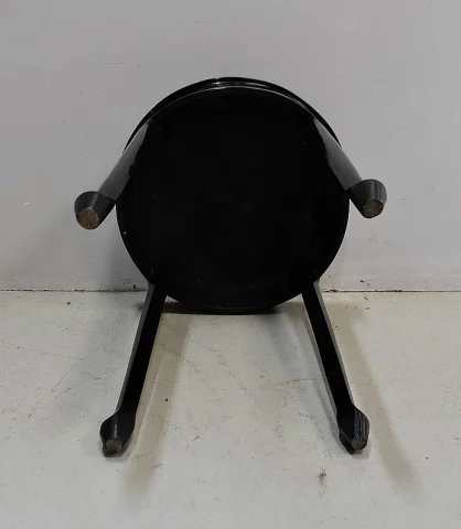 Petite Table Asiatique, Ronde, en bois laqué Noir – XXe